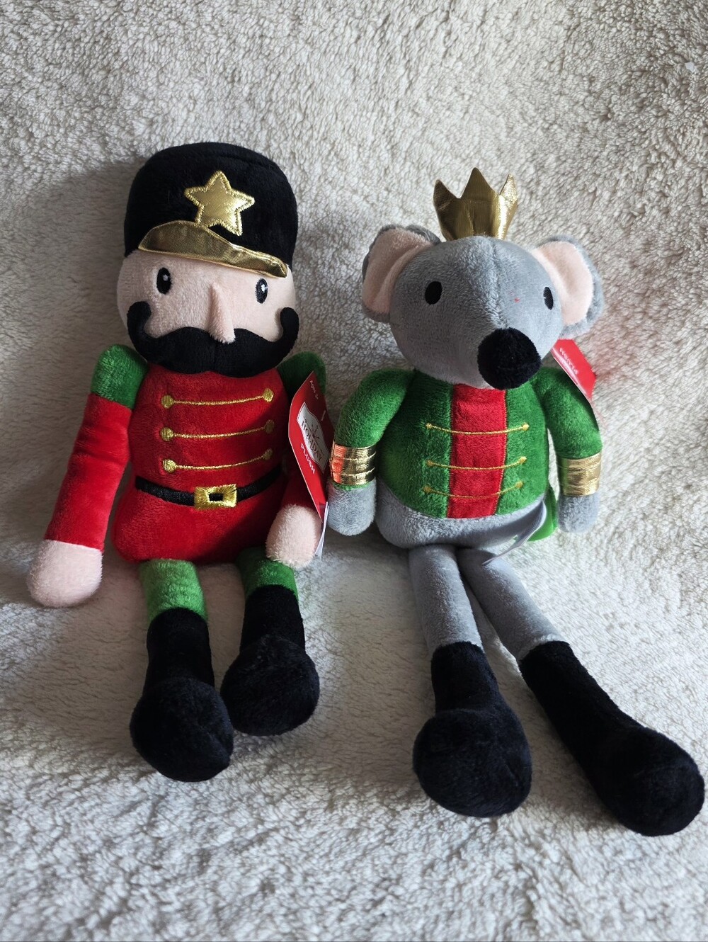 New Holiday Time Nutcracker & Mouse King Plush Christmas toy shelf-sitter dolls